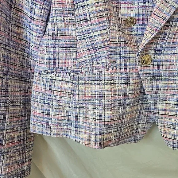 Talbots Pastel Tweed Double-Breasted Blazer in Pink, Blue, Lavender - Picture 3 of 15